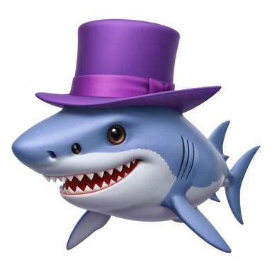 Shark with a top hat that's purple sticker