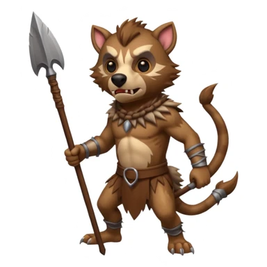 create a dnd style gnoll.png with a spear using 48x48 pixels size sticker
