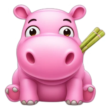 cute pink hippo with cricket wickets sticker