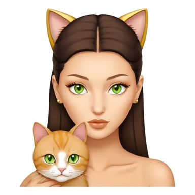 Bella Hadid and one golden baby fat green eyes cat  sticker