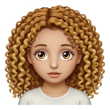 A girl with brown curly hair and blonde edges side parted with hazel central heterochromia eyes and a nose ring sticker