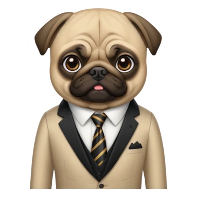 Un perro de raza pug con un traje elegante sticker