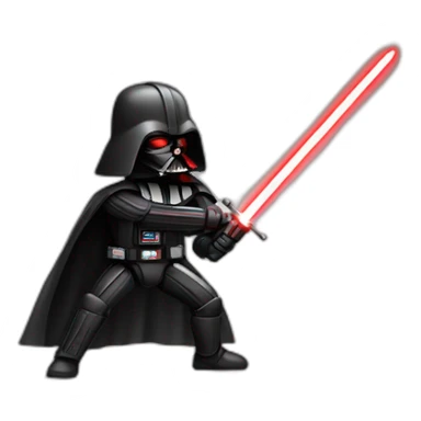dark vador en position de combat qui tien un sabre laser rouge sticker