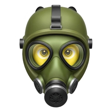 green gas mask, one filter sticker