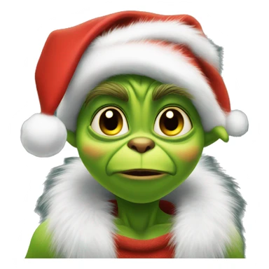 baby grinch wearing a Red Santa hat sticker