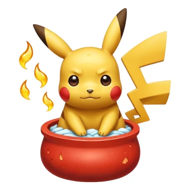 Un Pikachu rouge qui et triste avec des éclairs en fond et il a fait caca et pipi dans un pot  sticker