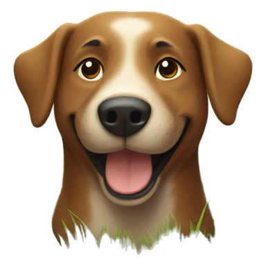 happy brown dog in the grass sticker