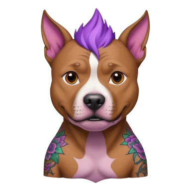 very tattoed brown face pitbull dog with purple spiky hair sticker