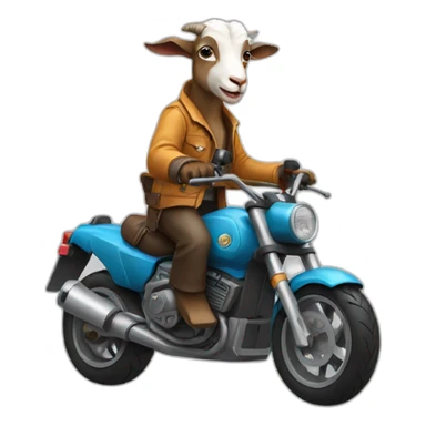 A goat wearing pants and riding a motorcycle sticker
