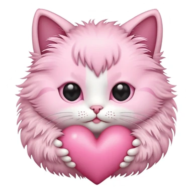 baby pink heart emoji with cat sticker