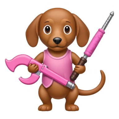 Weiner dog with pink Monkey first weapons sticker