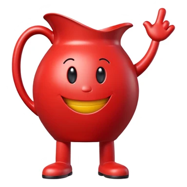 A red pitcher-shaped character with a smiley face, arms and legs, looking excited and happy, saying Oh Yeah! sticker