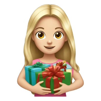 Young white girl opening christmas presents  sticker