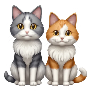 a very fluffy grey and white cat sitting next to another cat sticker