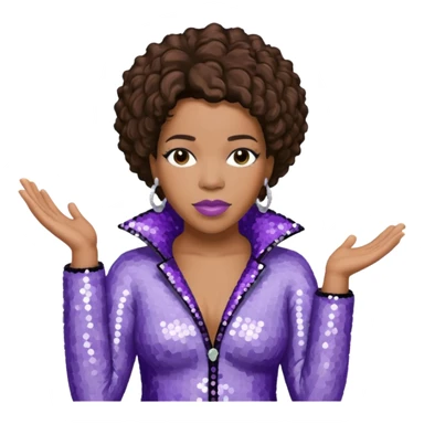 Macy Gray from Mary Mary with dark brown hair, pale lavender sequin outfit sticker