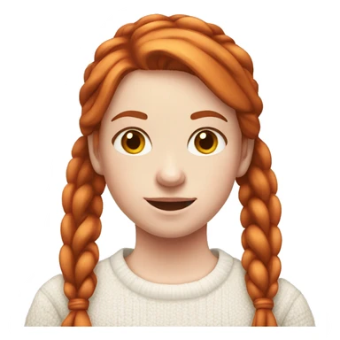 Red-haired girl in pigtails with pale skin white sweater sticker