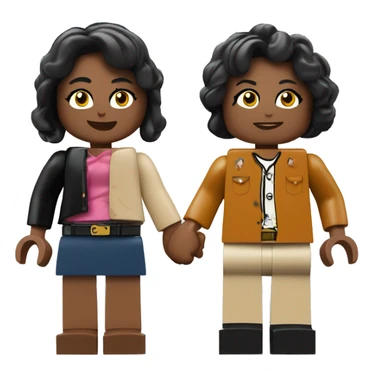 two lego people holding hands with the faces of Cole and Jane sticker