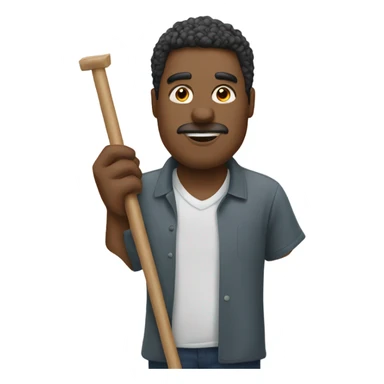 man holding placard on stick sticker