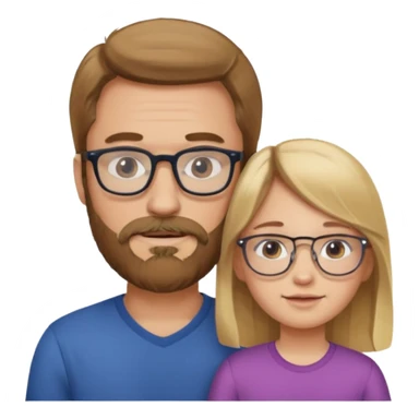 je voudrai un emoji d'un papa chatain avec une barbe chatain et de sa fille aux cheveux longs et blonds avec des lunettes sticker