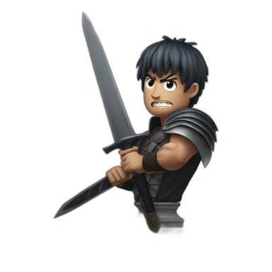 angry berserk guts carrying a huge sword on his shoulder framed on his bust sticker