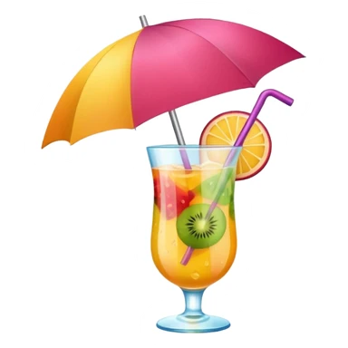 tropical drink with an umbrella, refreshing summer feel sticker