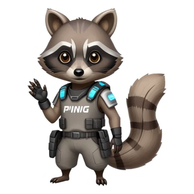 Cyberpunk Racoon wearing an Trikot with the Name H0ping7k sticker