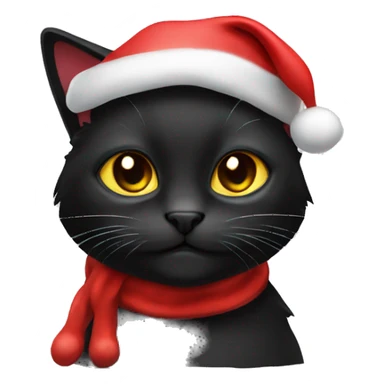 Black cat with a Santa hat sticker