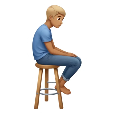 a person sitting on stool moving full backward head. sticker