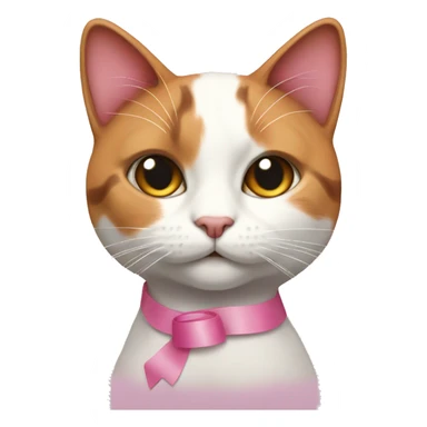 Calico cat with a pink ribbon on the head sticker