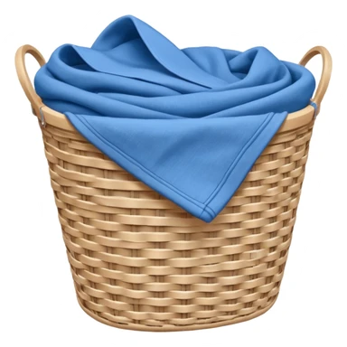 white LAUNDRY BASKET WITH FOLDED blue CLOTHES sticker