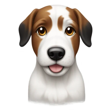 A small white dog with brown spots beside a white Bassett with black and brown spots sticker