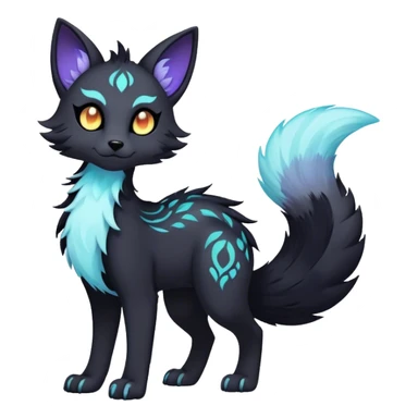 Kawaii dark fantasy ethereal anthro fursona Fakemon with tufted tail  sticker