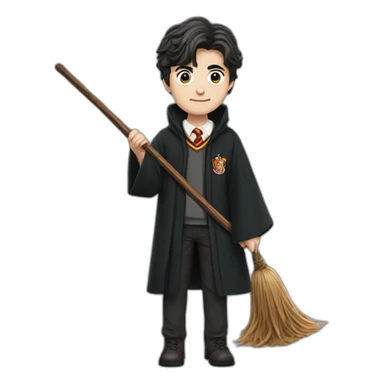 Harry Potter montado en una escoba sticker