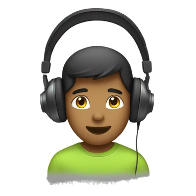 A Boy Listen Music with Headphones in ear sticker