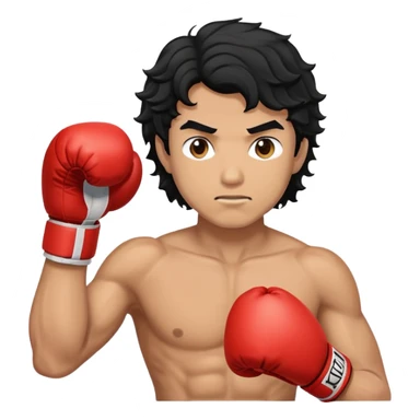 black wavy hair guy boxing  sticker