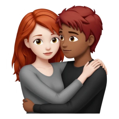 Red haired girl with dark brown hair boy romance sticker