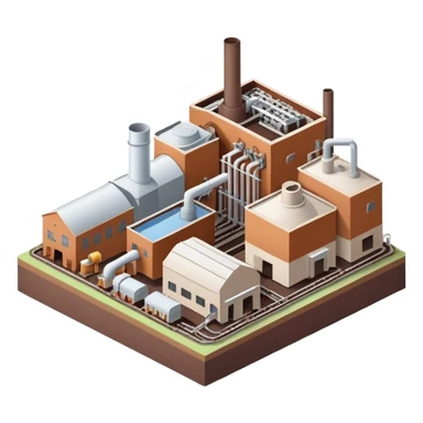 isometric paper factory brown sticker