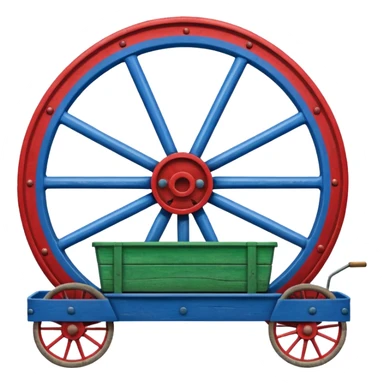 Un drapeau avec la moitié de bleu et l’autre de vert avec une roue de roulotte rouge au centre assez grande sticker