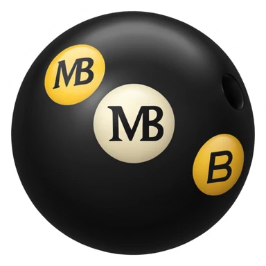 Black pull Ball with MB written on it. Nothing else no holes. sticker