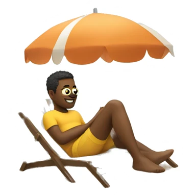guy relaxed at the beach  sticker