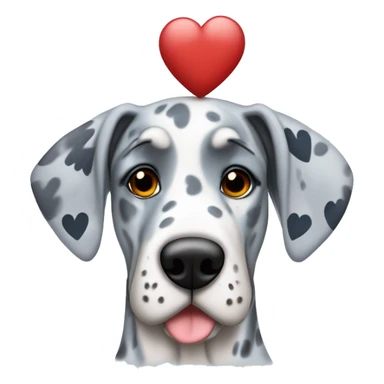 Blue Merle Great Dane with red hearts on head sticker
