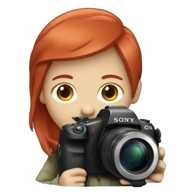 A photographer with red hair and a Sony camera sticker