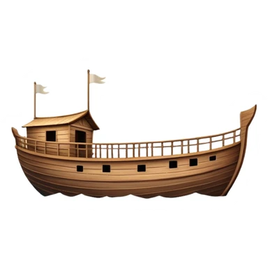 Huge empty wooden Noah's ark boat on water, wide and spacious, no occupants, realistic details sticker