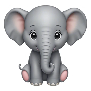 Cinematic Noble Baby Elephant Portrait Emoji, Poised and regal, with a tiny, endearing build and a soft, smooth gray hide, delicate floppy ears and a small, curious trunk, deep-set soulful eyes, Simplified yet sharp and sophisticated features, highly detailed, glowing with a gentle, dignified glow, high shine, intelligent and adorable, stylized with an air of miniature majesty, focused and attentive, soft glowing outline, capturing the essence of a watchful and confident little elephant, so majestic it feels as though it could toddle out of the screen with effortless authority! sticker