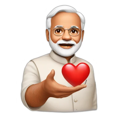 Narendra Modi with heart in hand sticker