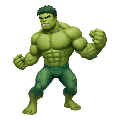 Hulk fighting, strong green muscular superhero in action pose sticker