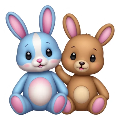 Cute bunny and teddy with colourful magical background  sticker
