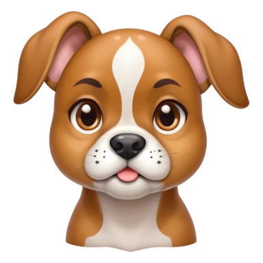 Cinematic Cute Fawn Boxer dog Portrait Emoji, Head tilted playfully and inquisitively, with a glossy fawn Fur highlighted by a white muzzle and chest, round, sparkling brown eyes filled with curiosity, Simplified yet irresistibly adorable features, highly detailed, glowing with a warm, friendly glow, high shine, affectionate and lively, stylized with a touch of whimsy, bright and endearing, soft glowing outline, capturing the essence of a mischievous yet loving pup, so playful it feels like it could bound out of the screen and into your arms! sticker