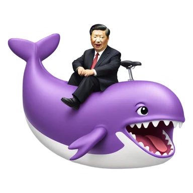 xi jinping riding purple whale with open mouth sticker