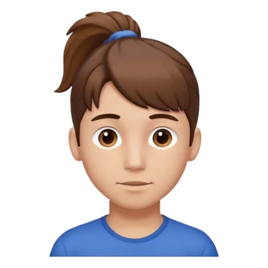 Boy with a brown hair in a ponytail  sticker